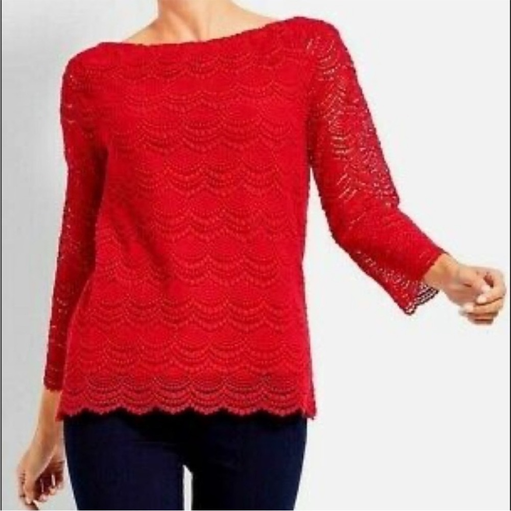 Talbots’s RSVP Medallion Lace Scallop
Hem Top